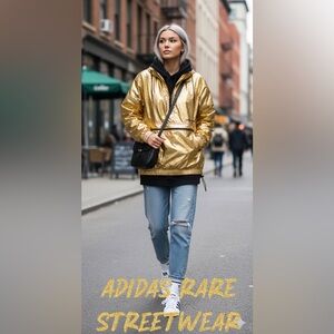 Adidas Originals x Urban Outfitters Gold Metallic Fontanka Anorak Windbreaker S